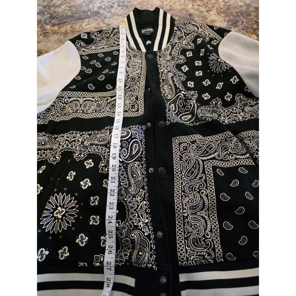 Dogg Supply by Snoop Dogg Mens Varsity Jacket Size 3XL Paisley Fleece Snaps